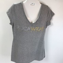 Roca Wear Embellished Top T-shirt Sexy Since 1999 Gray Sz L fitted Tee - $12.86