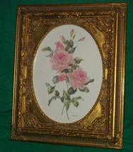Caren Heine Watercolor Painting British Columbia Canada Pink Rose Listed Artist - £525.65 GBP