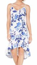 JUMP Juniors&#39; Flounce high-Low Floral Print Sheath Dress in Blue/White (X-Small) - £19.58 GBP