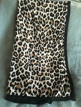 Large Black Cream &amp; Brown Leopard Animal Print Soft Polyester Women’s Neck Scarf - £9.00 GBP