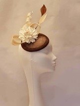 FASCINATOR, Brown and Ivory Flower Hat Fascinator, Wedding,Church Fascin... - £35.39 GBP