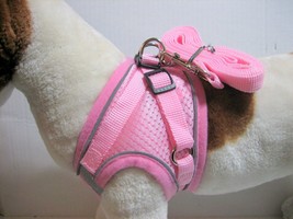 Dog Harness and Leash Set No-Pull Puppy Vest for Small Dogs and Cats Pink Small - £11.44 GBP
