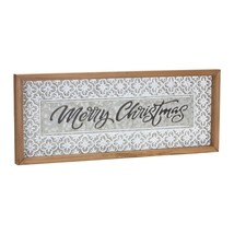 Merry Christmas Sign (Set of 2) 19.75&quot;L x 8&quot;H Metal/Wood - £42.58 GBP