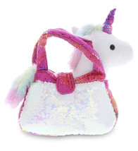 Pink Unicorn Plush Reversible Sequin Plush Pet Carrier Handbag, 9 Inch - £39.28 GBP