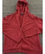 Ann Taylor Red Full Zip Hooded Cotton Blend Sweater Size XL - $398.69 MXN