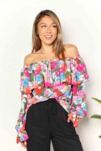 Double Take Floral Off-Shoulder Flounce Sleeve Layered Blouse - £28.46 GBP