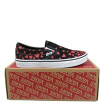 Vans Classic Slip On Hearts Shoes Women's Size 8 Black Red NEW VN0A33TB45L - $54.95