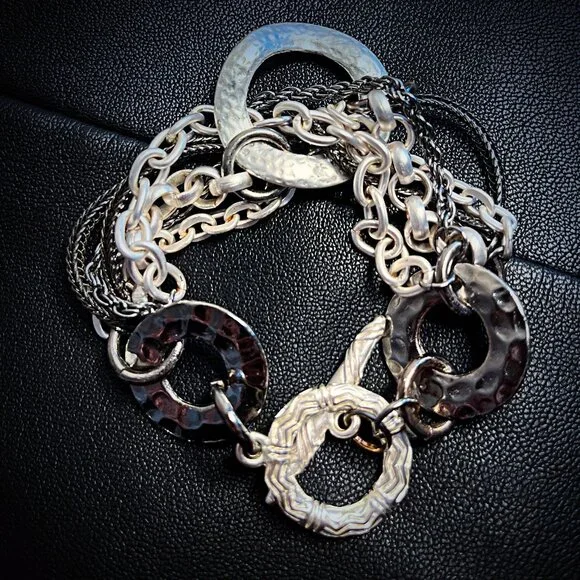 Hammered silver chain bracelet! - £12.64 GBP