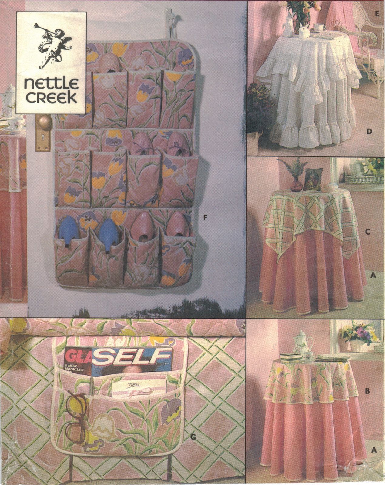 Vintage Nettle Creek Round Square Tablecloths Shoe Bag Bed Caddy Sew Pattern - $14.99
