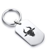 Stainless Steel Year of the Ox Zodiac Dog Tag Keychain - £8.01 GBP