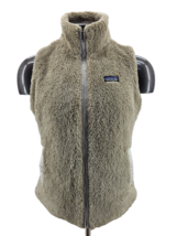 Patagonia Women’s Los Gatos Full Zip Fuzzy Drifter Khaki Fleece Vest Siz... - $88.88