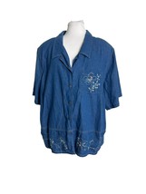 Vintage Koret City Blues Womens Size 28W Denim Floral Embroidered Cotton... - £9.49 GBP