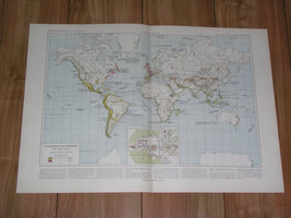 1925 Vintage Historical Map Of The World / Age Of Discovery / America Columbus - £19.84 GBP