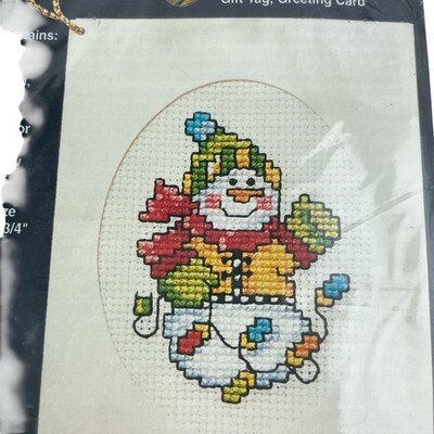 NeedleMagic Stitch 'N Hang Counted Cross Stitch Ornament Snowman Christmas Light Item image 2