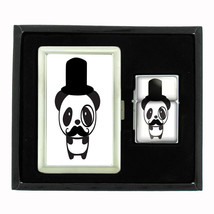 COOL MUSTACHE D2 CIGARETTE CASE / WALLET &amp; LIGHTER GIFT SET - £17.37 GBP