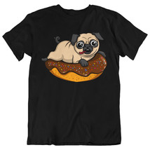 Pug Riding Donut Funny Dog Unisex T-Shirt - £22.38 GBP