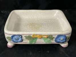 Small Vintage Stoneware Soap Dish Italy Made 4&quot; x 3-1/4 &quot; - $24.00