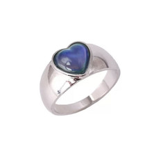 Heart Temperature Change Zinc Alloy Mood Ring + Color Chart Gift Size 10 - $5.99