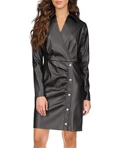 Michael Michael Kors Women&#39;s Surplice-Neck Faux-Leather Dress - Black - £37.03 GBP