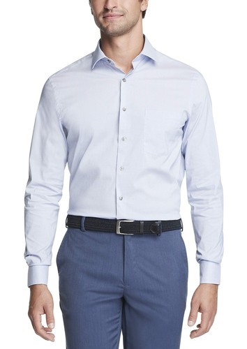 Van Heusen Dress Shirt Mens 16-16.5 32/33 Blue Stain Shield Regular Fit Stretch Item image 2