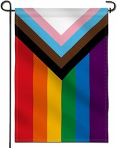 Anley Double Sided Premium Garden Flag, Progress Pride Rainbow Garden Flags - £7.03 GBP