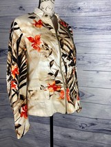 Chicos 1 Moto Jacket Womens M Long Slv Zip Lined Pockets Floral Mock Nec... - $27.00