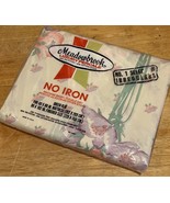 VTG Meadowbrook Irregular Queen Flat Sheet Pink Flower Purple NOS Percal... - $27.26 CAD