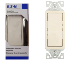 Switch 14-12 AWG 15A Flush 120/277V Back/Push Decorator Almond, EATON 75... - $18.59 MXN