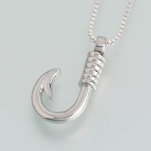 Sterling Silver Fish Hook Memorial Jewelry Pendant Funeral Cremation Urn - £119.52 GBP