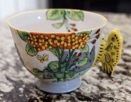 Vintage Hand Painted Japanese Tea Cup with Butterfly Handle - £44.52 GBP