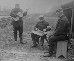 German soldiers playing musical instruments in the field World War I 8x1... - £6.88 GBP