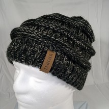 Furtalk Beanie Hat Women’s One Size Gray Black Winter Slouchy Knit Butto... - £7.87 GBP