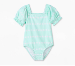 Toddler Girls Floral Print One Piece Swimsuit w/Snaps Cat &amp; Jack (4T) Tu... - $9.15