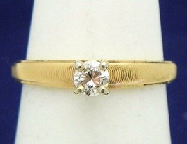 1/5 ct Diamond Solitaire Engagement Ring REAL Solid 14 K Gold 2.4 g Size 6.75 - £393.03 GBP