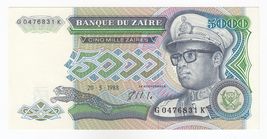 Zaïre, 5,000 Zaires, Banque Du Zaïre Billets de Banque, 1988 P37 Parfait... - $8.40