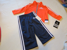 Boy&#39;s Baby 24M adidas active jacket pants set AG5806 625 red orange navy... - $30.88