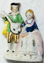 Japan Porcelain  Figurine Victorian Man Seranading Woman Hand Painted  Vintage - £7.74 GBP
