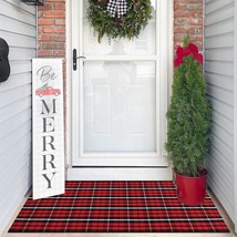 Checkered Christmas Rug Washable Woven Outdoor Porch Welcome Doormat For Layered - $34.98