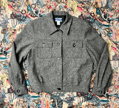 Vintage 1980s Grey Atomic Fleck Wool Pendleton Button Down Jacket Sz 10 M - £49.31 GBP