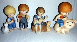 Lot of 4 Vintage Enesco Country Cousins Figurines Children Farm Pig - £13.66 GBP