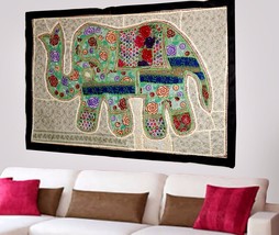 Indian Vintage Cotton Wall Tapestry Ethnic Elephant Hanging Decor Hippie X56 - £19.34 GBP