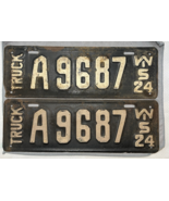 Pair of 1924 Wisconsin Truck License Plates - # A9687 - $88.51 CAD