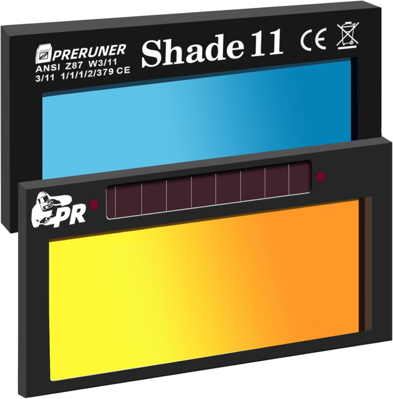 Gold Shade 11 2X4 1/4 Auto Darkening Welding Lens, Cool Blue Puddle Tech... - $94.15