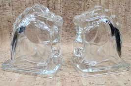 Set of Molded Federal Glass Horse Head Bookends - Clear - Vintage Equestrian VTG - £55.37 GBP