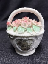 Precious moments Pink Roses Basket Figurine Rare 3” Tall - £3.88 GBP