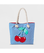 Cat &amp; Jack™ ~ Cherry on White &amp; Blue Striped ~ Cotton ~ Double Handled T... - $42.10 CAD