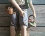 Homco ~ &quot;Woman Gardening&quot;  ~ 8.75&quot; Tall ~ Bisque Porcelain Figurine ~ Japan - £20.92 GBP