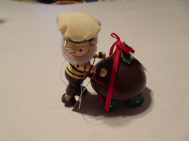 Ornament - Christmas - Kurt Adler&#39;s Hershey’s Chocolate Elf &amp; Large Kiss on Cart - £7.84 GBP