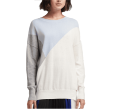 DKNY Women L  Pastel Blue White Grey Colorblock Long Sleeve Pullover Sweater NEW - £24.52 GBP