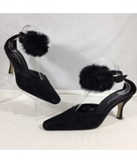 Pierre Dumas Carmela Women&#39;s Black Micro Suede Slingback Stiletto Heels ... - $17.72 CAD